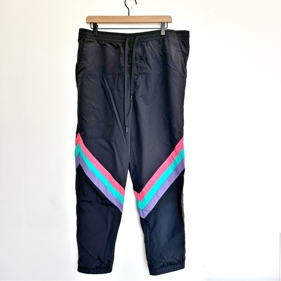 PacSun Pants - PacSun Nylon Track Pants Joggers Black XL Striped 80s 90s Active Party Dance